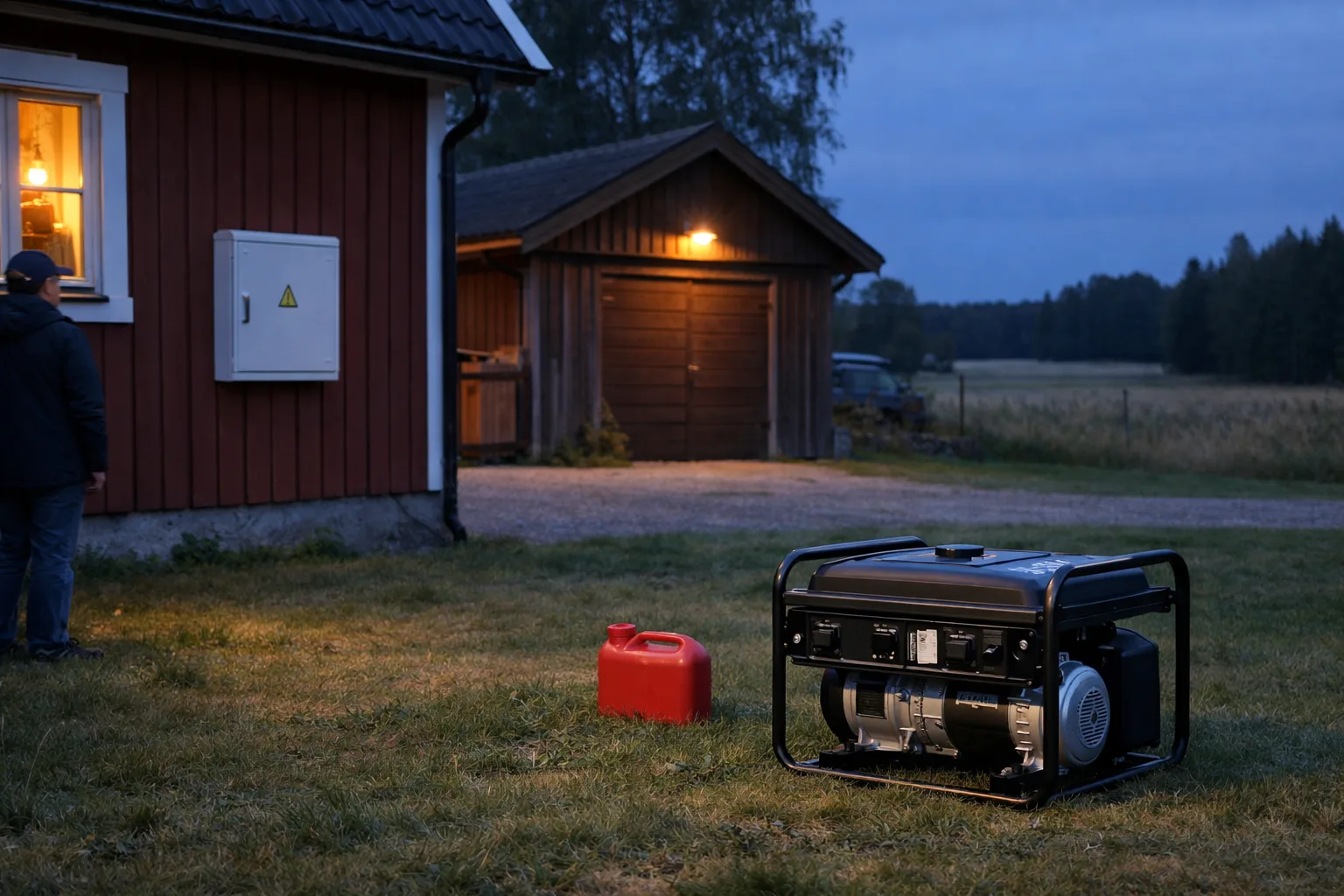 Elverk utomhus vid ett hus
